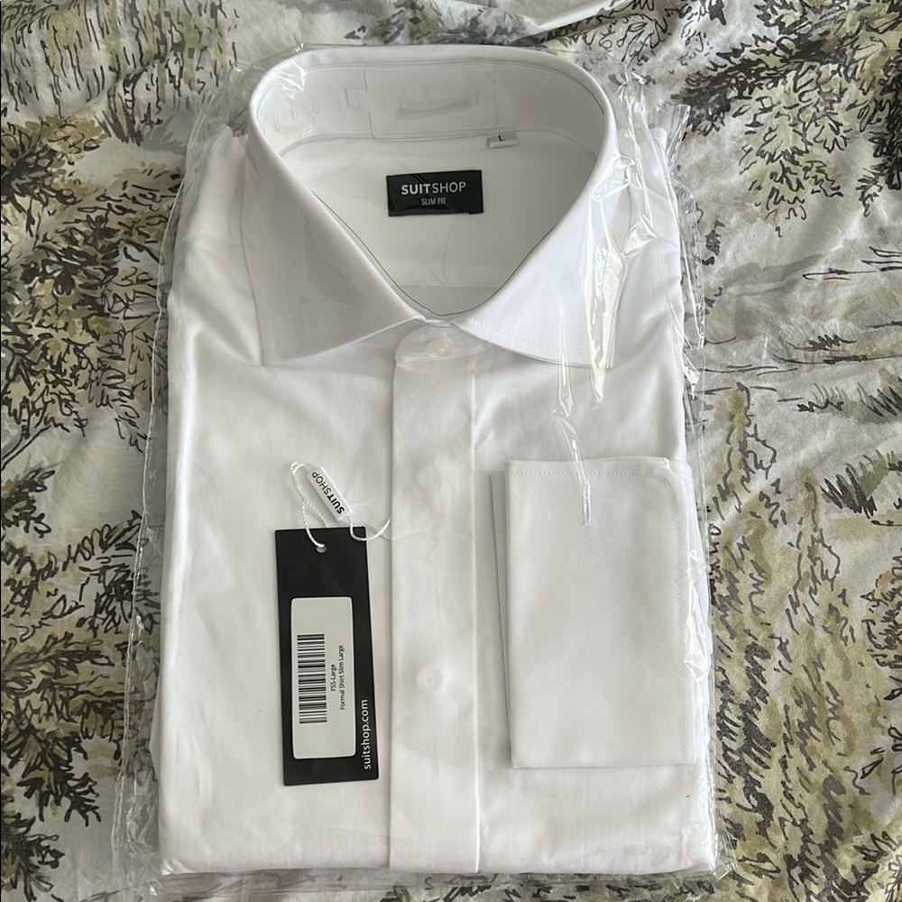 NWT - Men's White French Cuff Dress Shirt